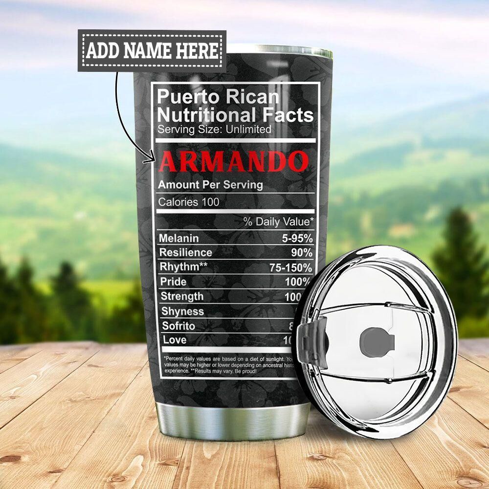 puerto rican boricua nutrition facts personalized stainless steel tumbler 3080