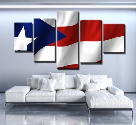 Puerto Rico Flag Wavy - Abstract 5 Panel Canvas Art Wall Decor puerto rico flag wavy abstract 5 panel canvas art wall decor 2141