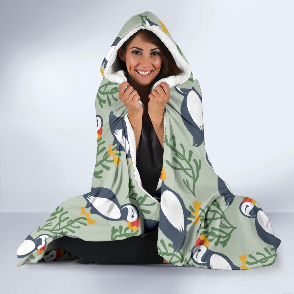Puffin Cute Pattern Print Hooded Blanket Cloak Blanket puffin cute pattern print hooded blanket cloak blanket 1257