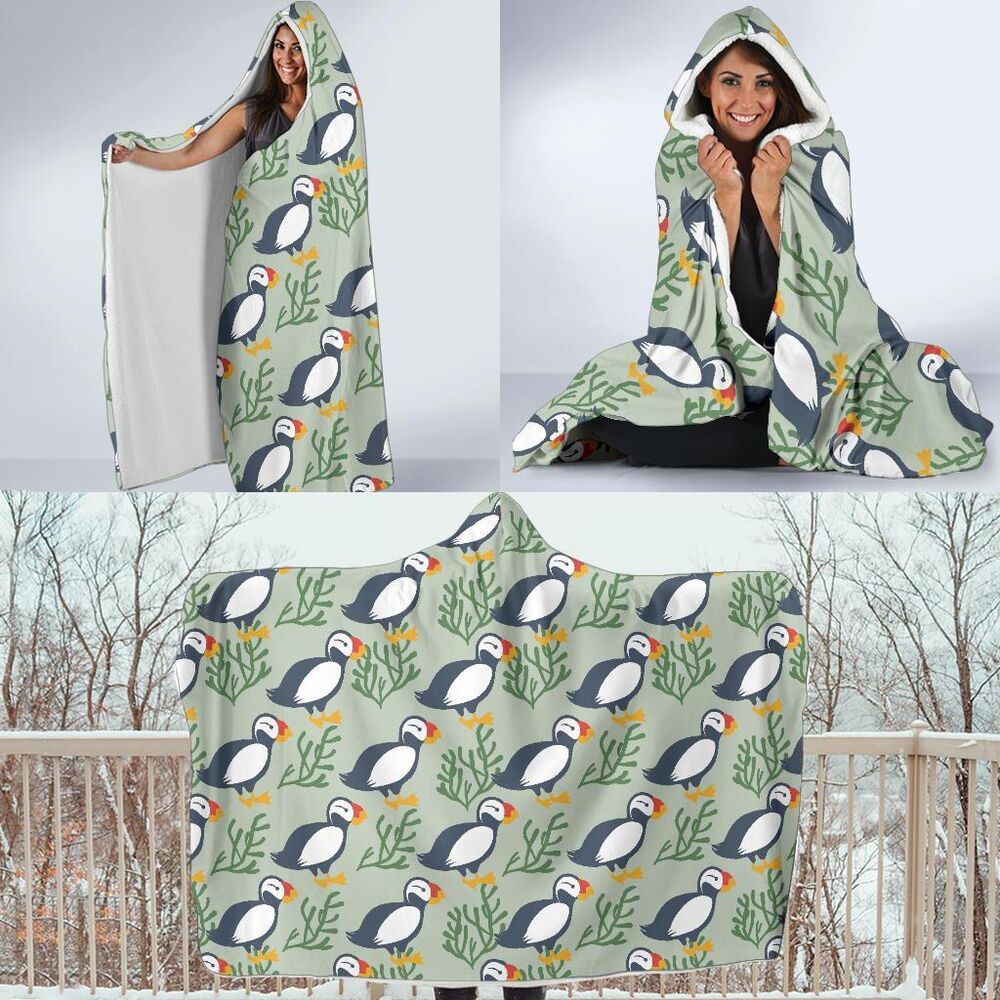 Puffin Cute Pattern Print Hooded Blanket Cloak Blanket puffin cute pattern print hooded blanket cloak blanket 5321