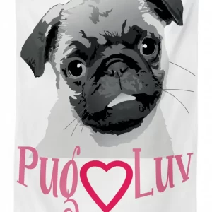 pug love image grey 3d printed tablecloth table decor 5258