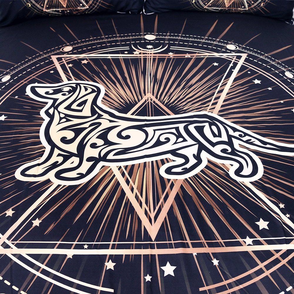 puppy dachshund black bedding set bedroom decor 8086