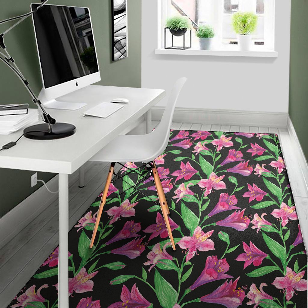purple alstroemeria pattern print area rug floor decor 2859