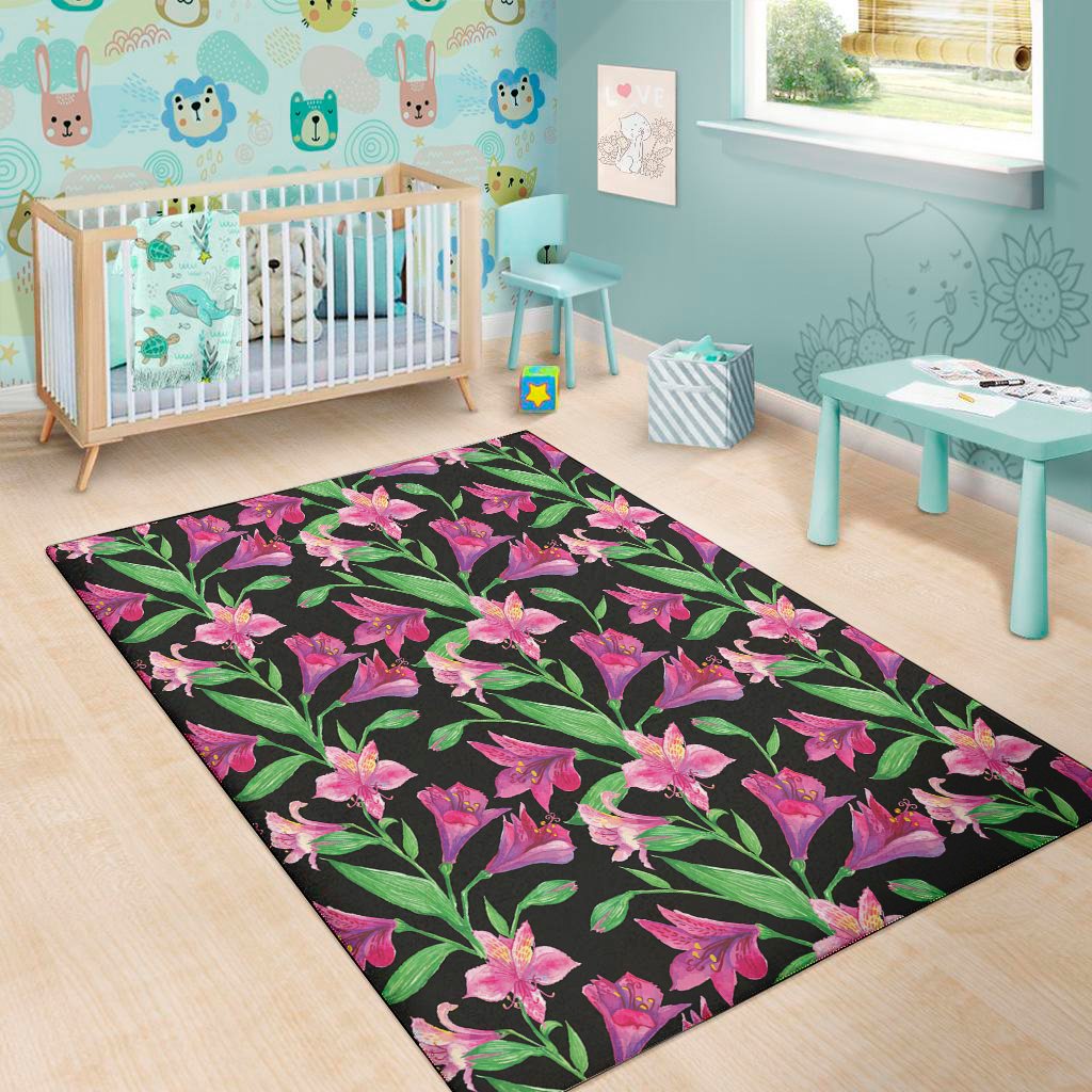 purple alstroemeria pattern print area rug floor decor 5792