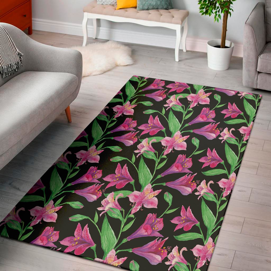 purple alstroemeria pattern print area rug floor decor 6283