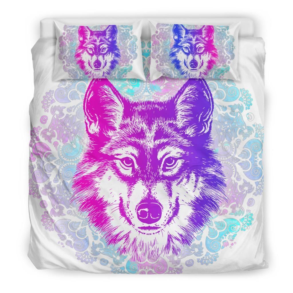 purple and pink wolf paisley bedding set bedroom decor 4826