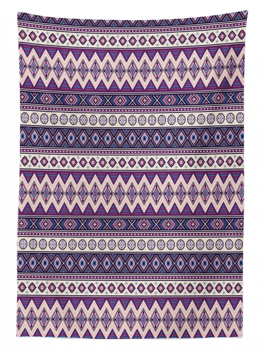 purple art tribal triangles 3d printed tablecloth table decor 3001