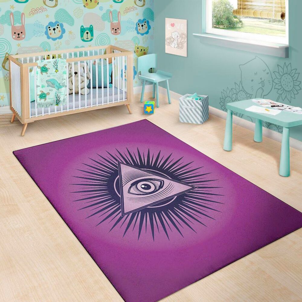 purple eye of providence print area rug floor decor 6790