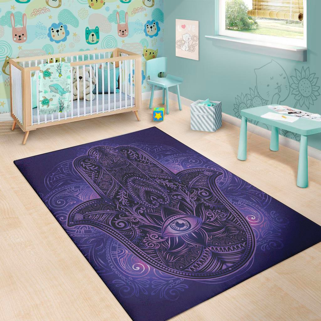 purple hamsa hand print area rug floor decor 6789