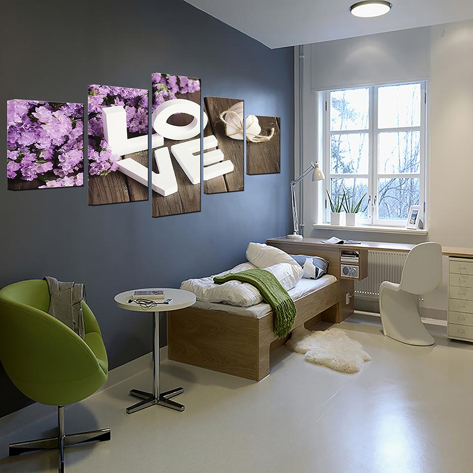 purple hyacinth flower love abstract 5 panel canvas art wall decor 1993