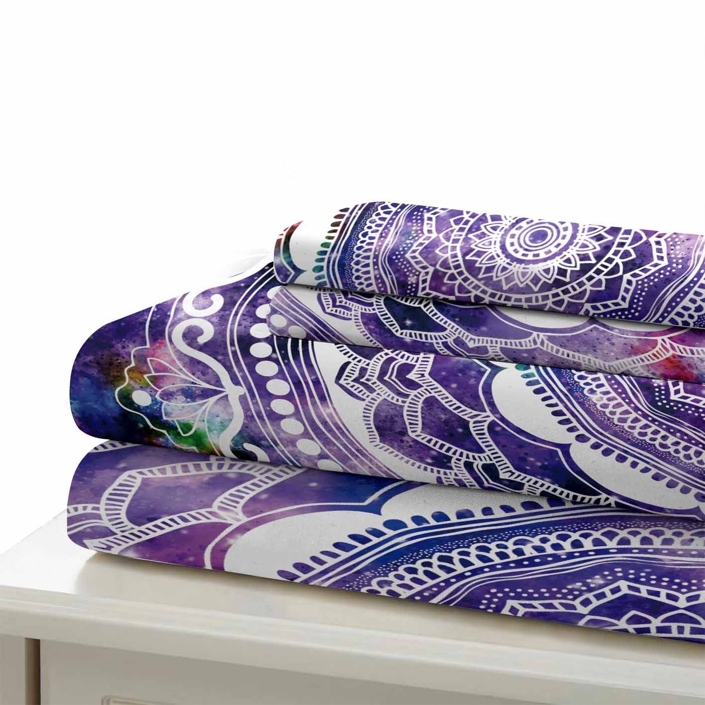 purple mandala pattern printed bedding set bedroom decor 6278