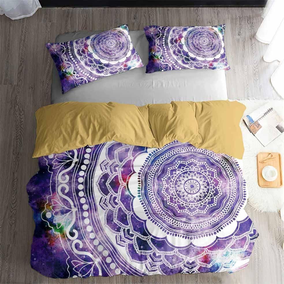 purple mandala pattern printed bedding set bedroom decor 7603