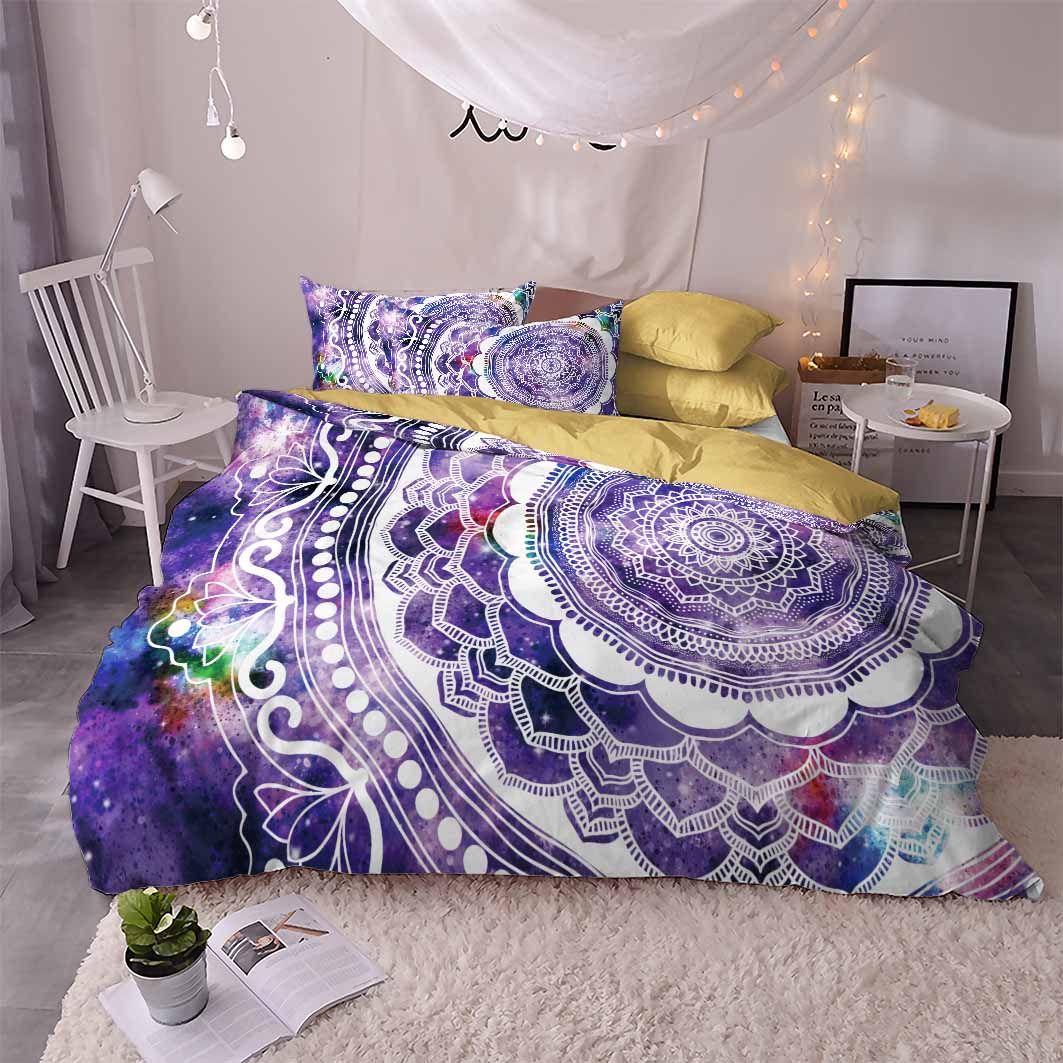 purple mandala pattern printed bedding set bedroom decor 7690
