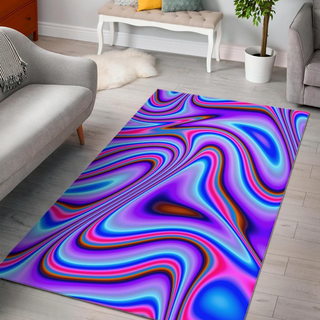 Purple Psychedelic Trippy Print Area Rug Floor Decor - Teehall