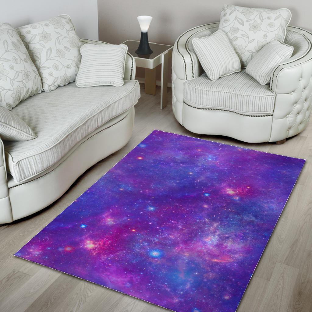 Purple Stardust Cloud Galaxy Space Print Area Rug Floor Decor