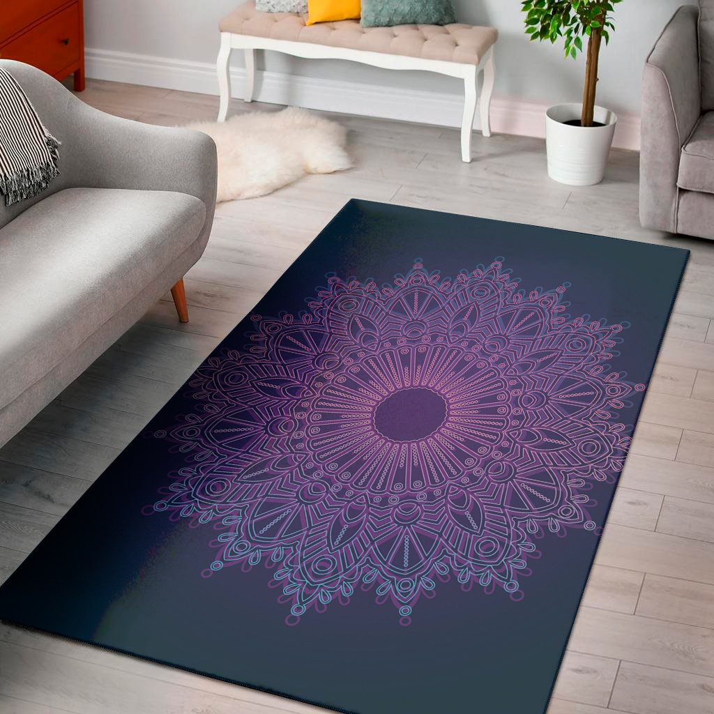 purple trippy mandala print area rug floor decor 1361
