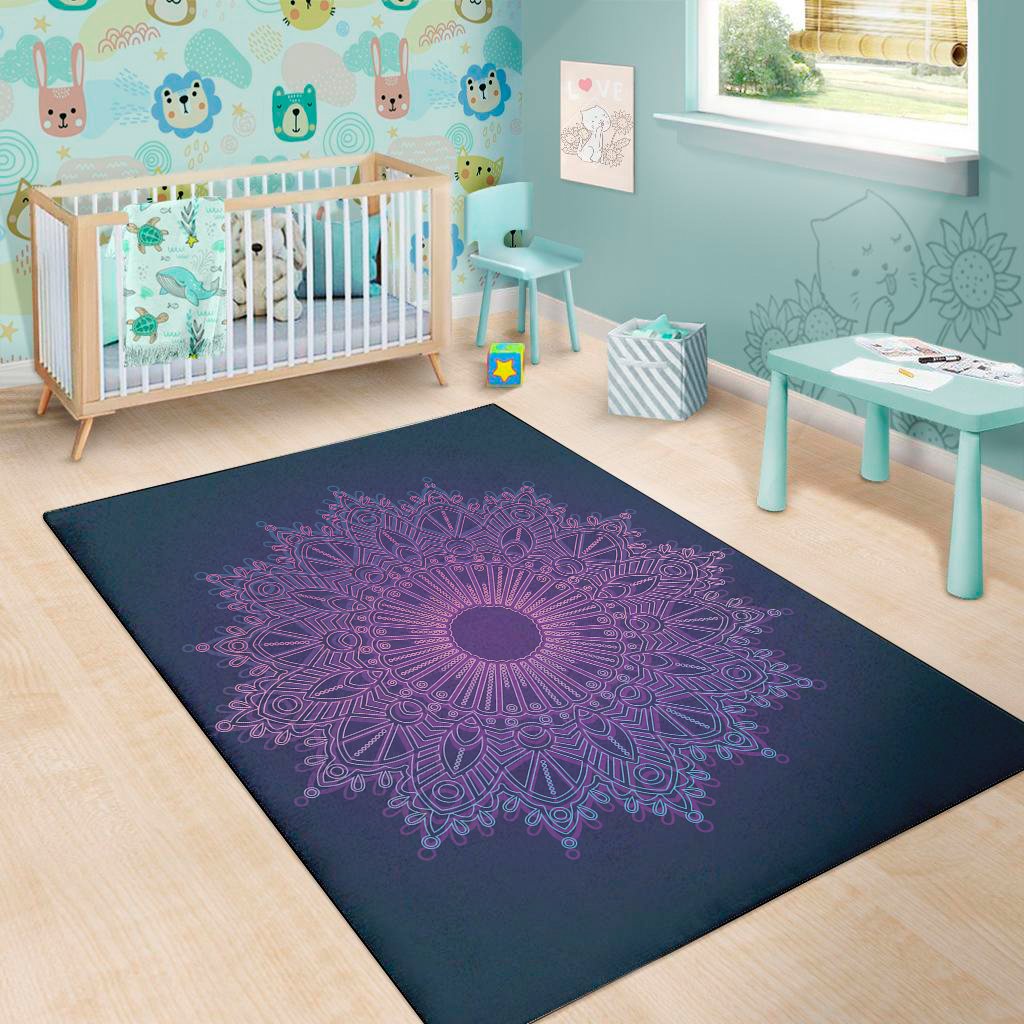 purple trippy mandala print area rug floor decor 5505