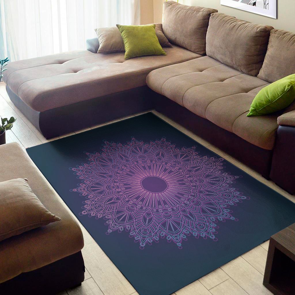 purple trippy mandala print area rug floor decor 6809