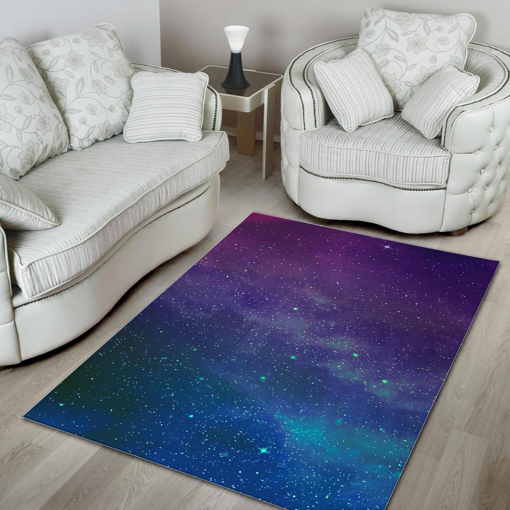Purple Turquoise Galaxy Space Print Area Rug Floor Decor