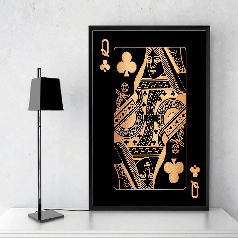 Queen Of Clubs Gold Motivational Positive Canvas Print - Wall Art Decor queen of clubs gold motivational positive canvas print wall art decor 3737