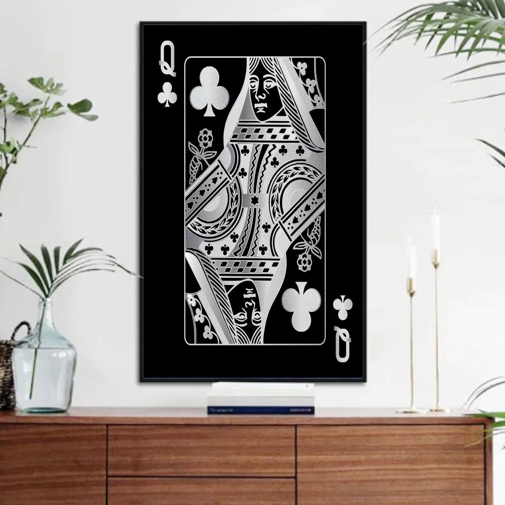 Queen Of Clubs Silver Motivational Positive Canvas Print - Wall Art Decor queen of clubs silver motivational positive canvas print wall art decor 4079