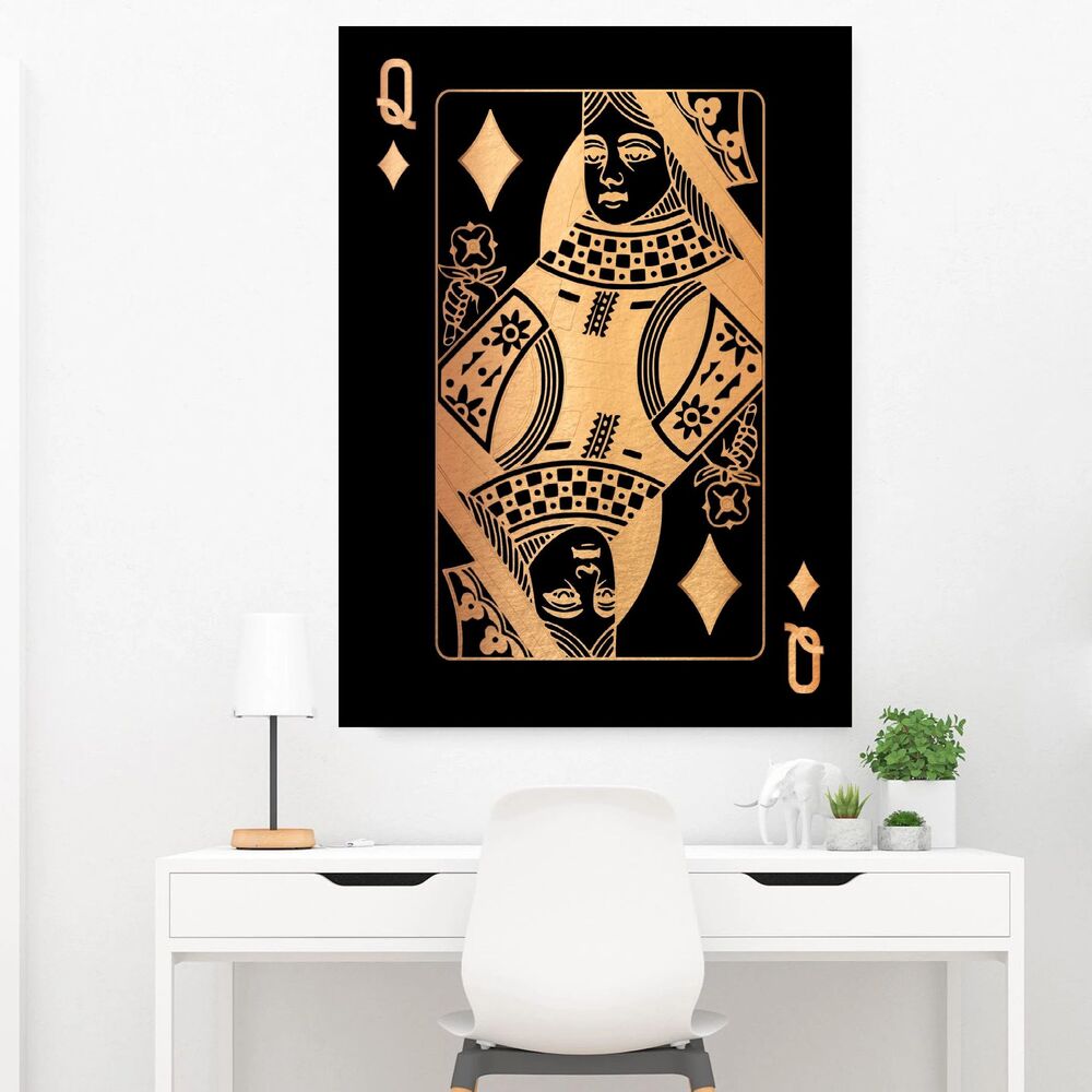 Queen Of Diamonds Gold Motivational Positive Canvas Print - Wall Art Decor queen of diamonds gold motivational positive canvas print wall art decor 7137