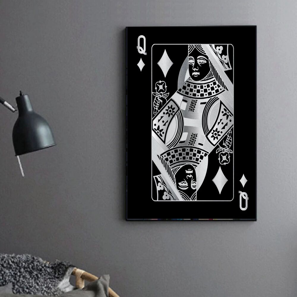 Queen Of Diamonds Silver Motivational Positive Canvas Print - Wall Art Decor queen of diamonds silver motivational positive canvas print wall art decor 5762