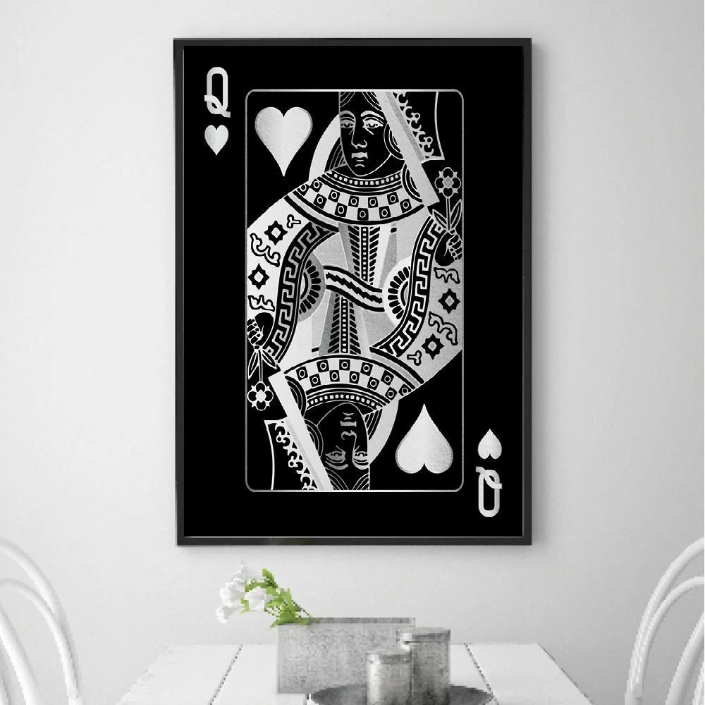 Queen Of Hearts Silver Motivational Positive Canvas Print - Wall Art Decor queen of hearts silver motivational positive canvas print wall art decor 3982