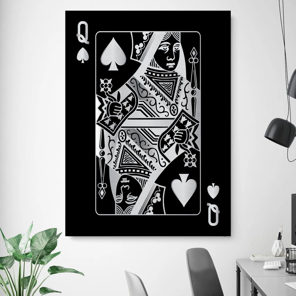 Queen Of Spades Silver Motivational Positive Canvas Print - Wall Art Decor queen of spades silver motivational positive canvas print wall art decor 7112