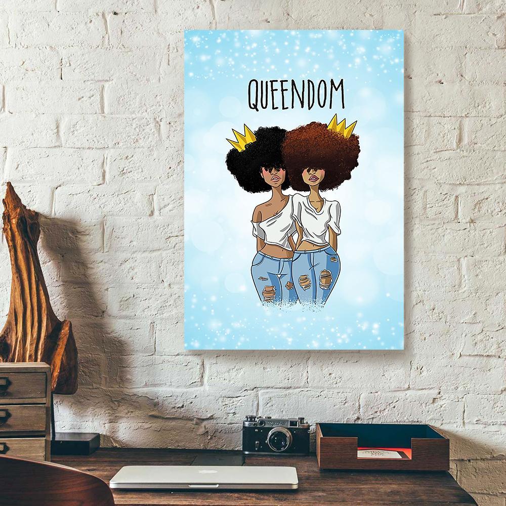 queendom couple black queen vertical canvas prints wall art decor 3874