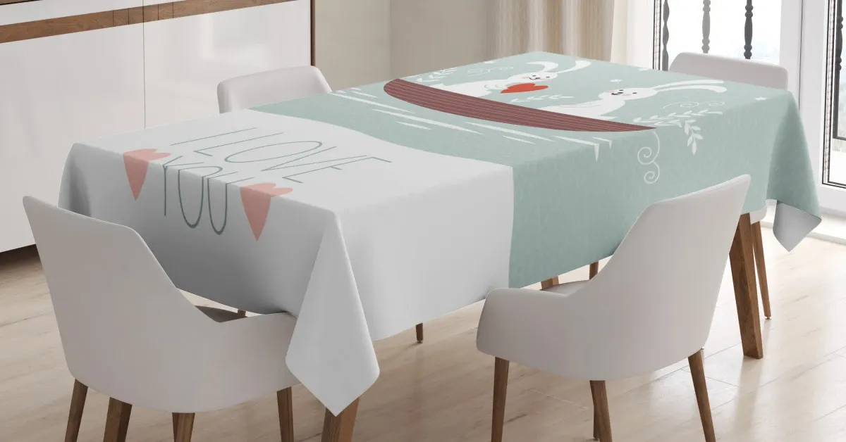rabbit couple sail 3d printed tablecloth table decor 2181