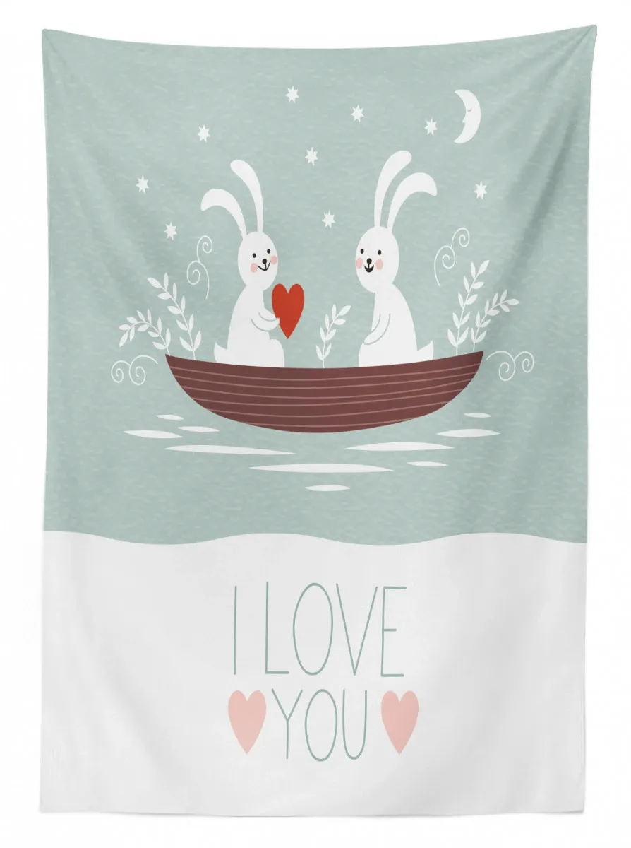rabbit couple sail 3d printed tablecloth table decor 4490