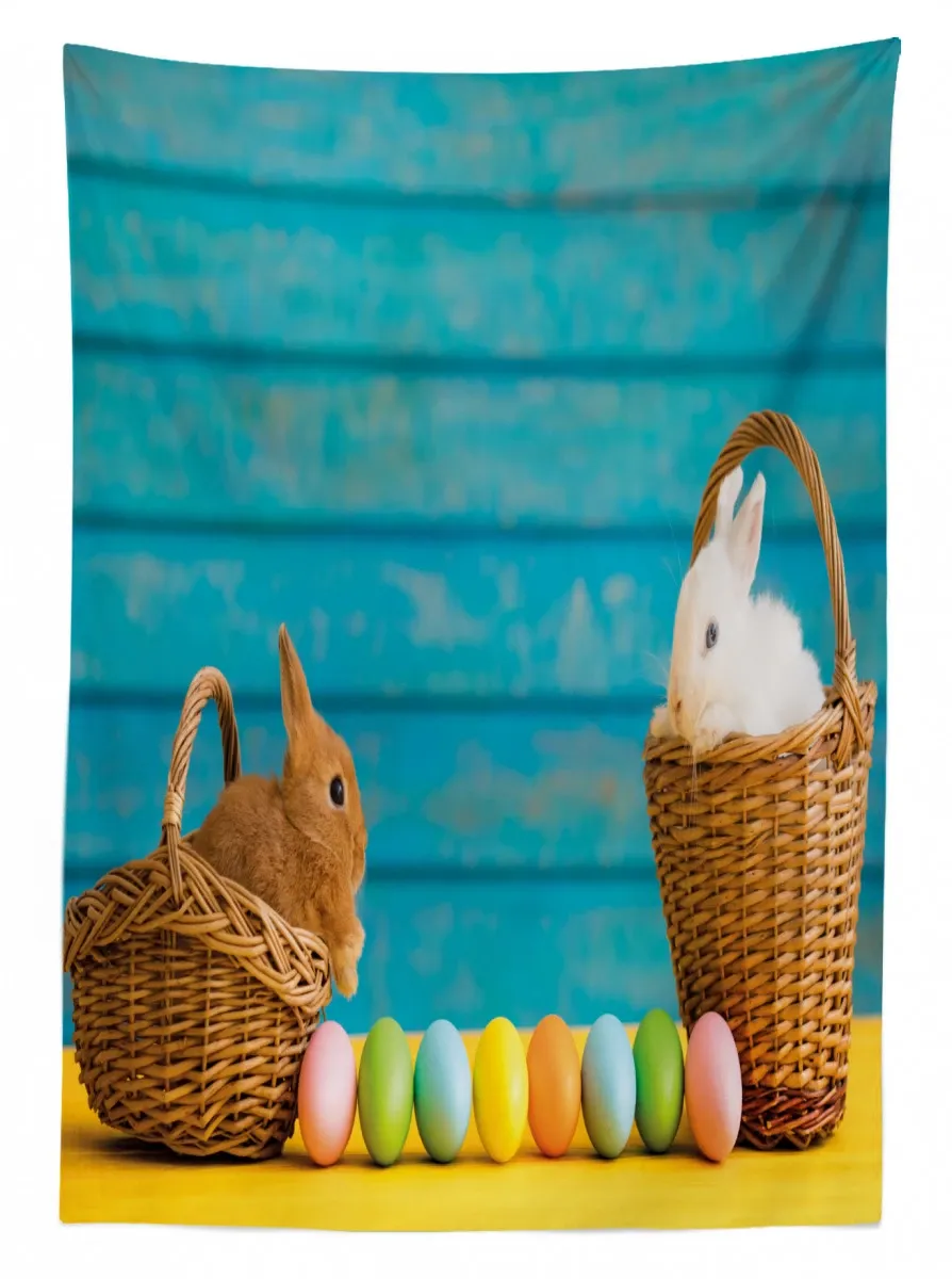 rabbits in baskets 3d printed tablecloth table decor 4925
