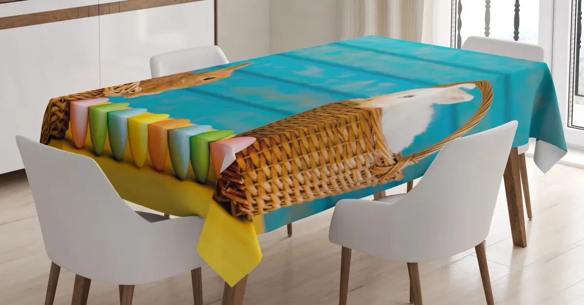 rabbits in baskets 3d printed tablecloth table decor 6333