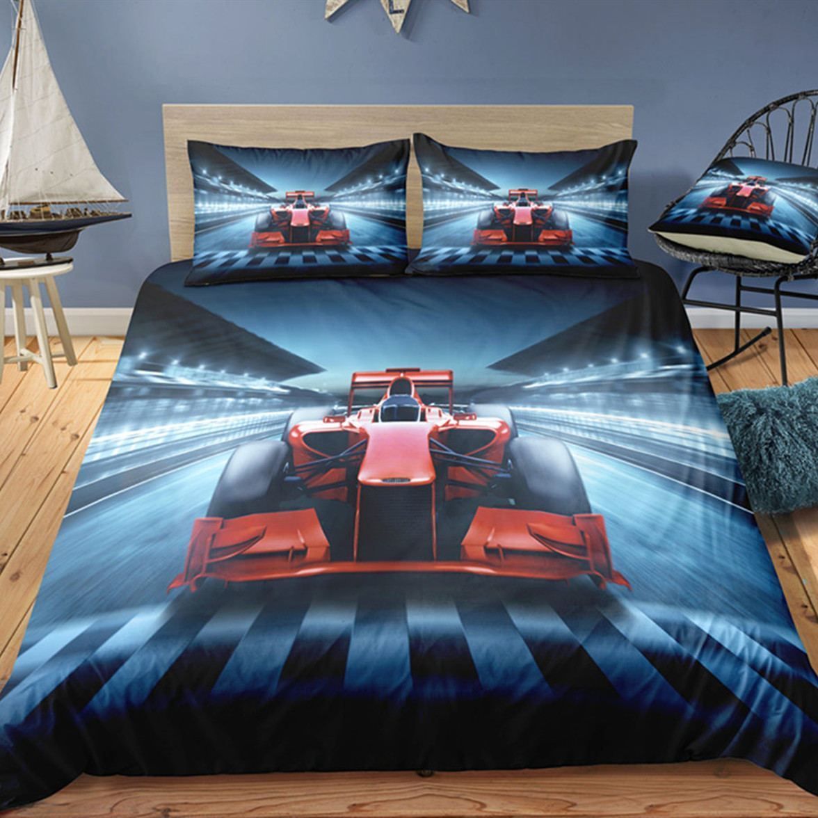 racing car burning printed bedding set bedroom decor 7711