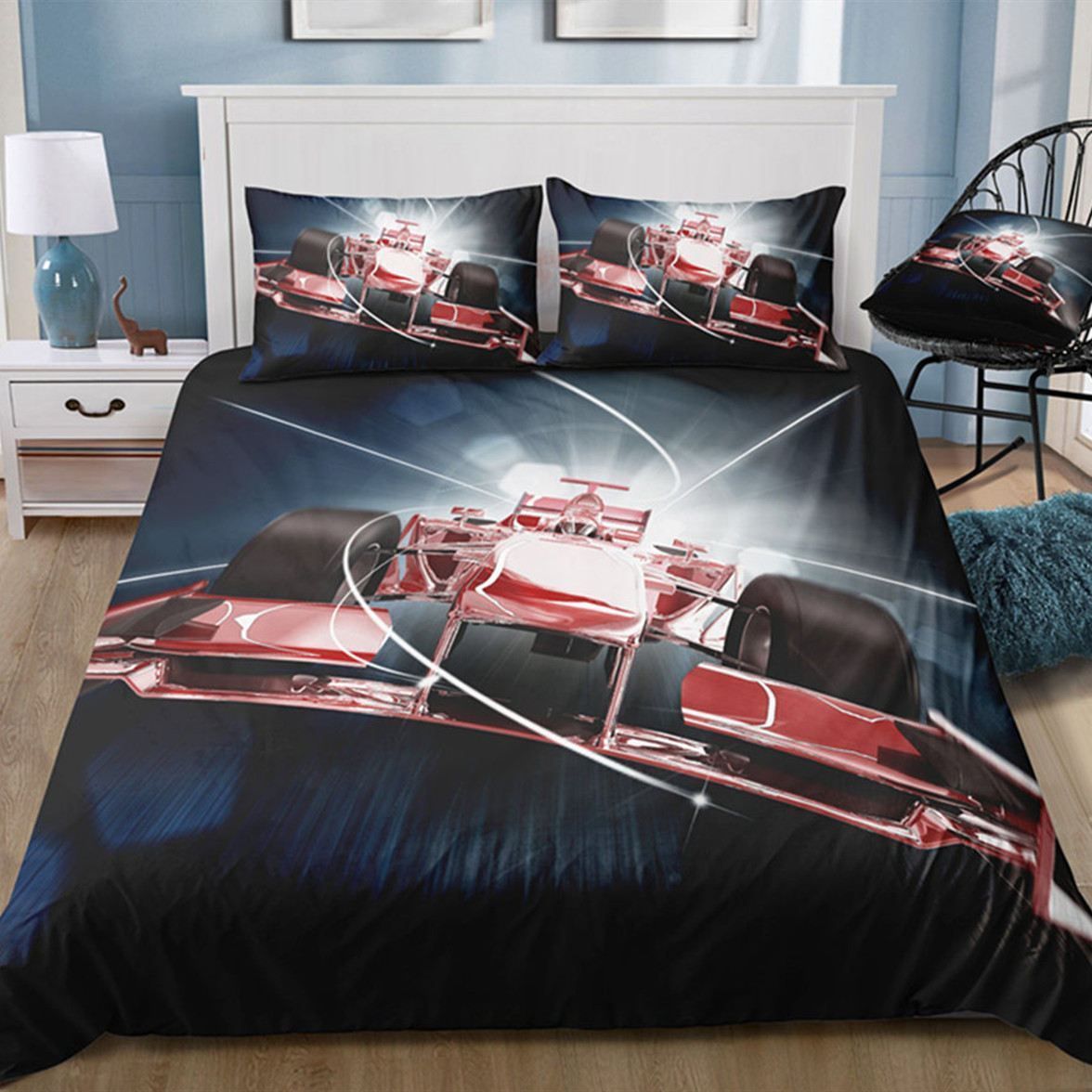 racing car burning printed bedding set bedroom decor 8260