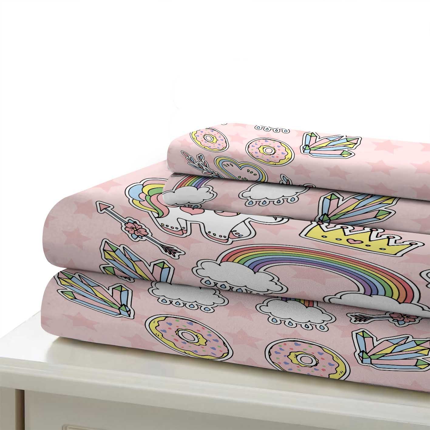 rainbow cloud heart shaped pattern printed bedding set bedroom decor 4057