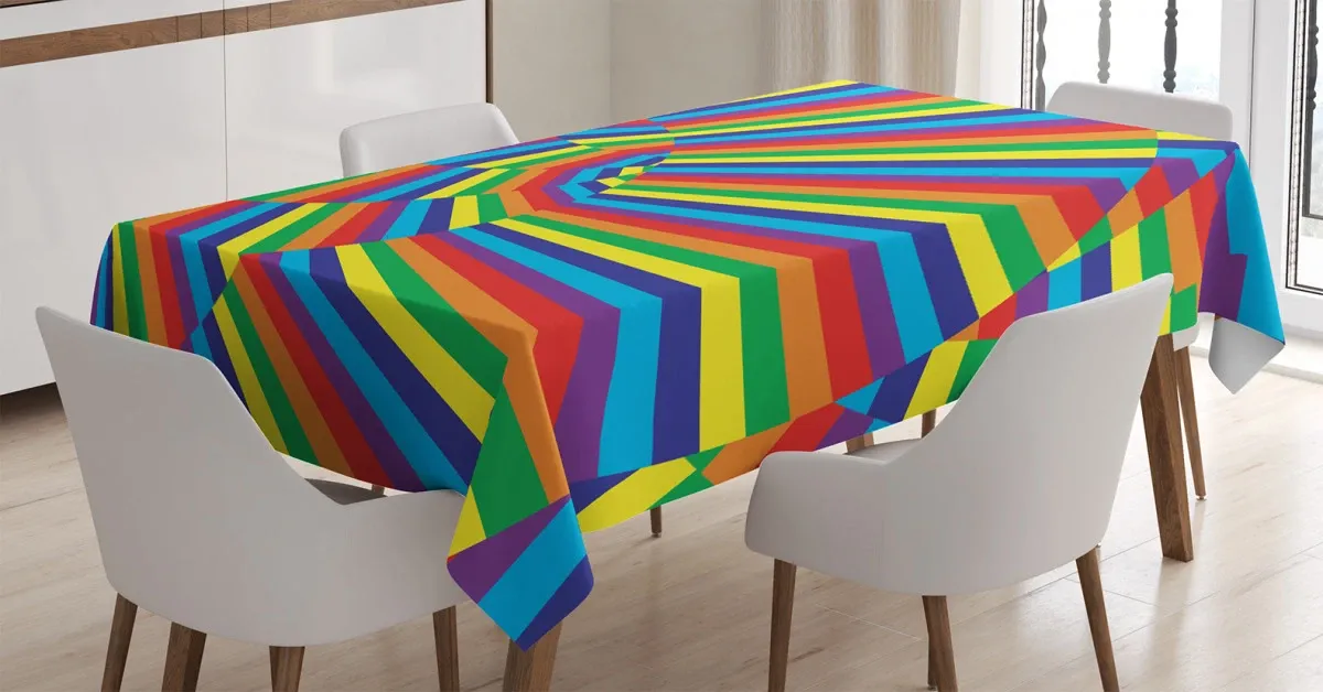 rainbow colored circles 3d printed tablecloth table decor 1630
