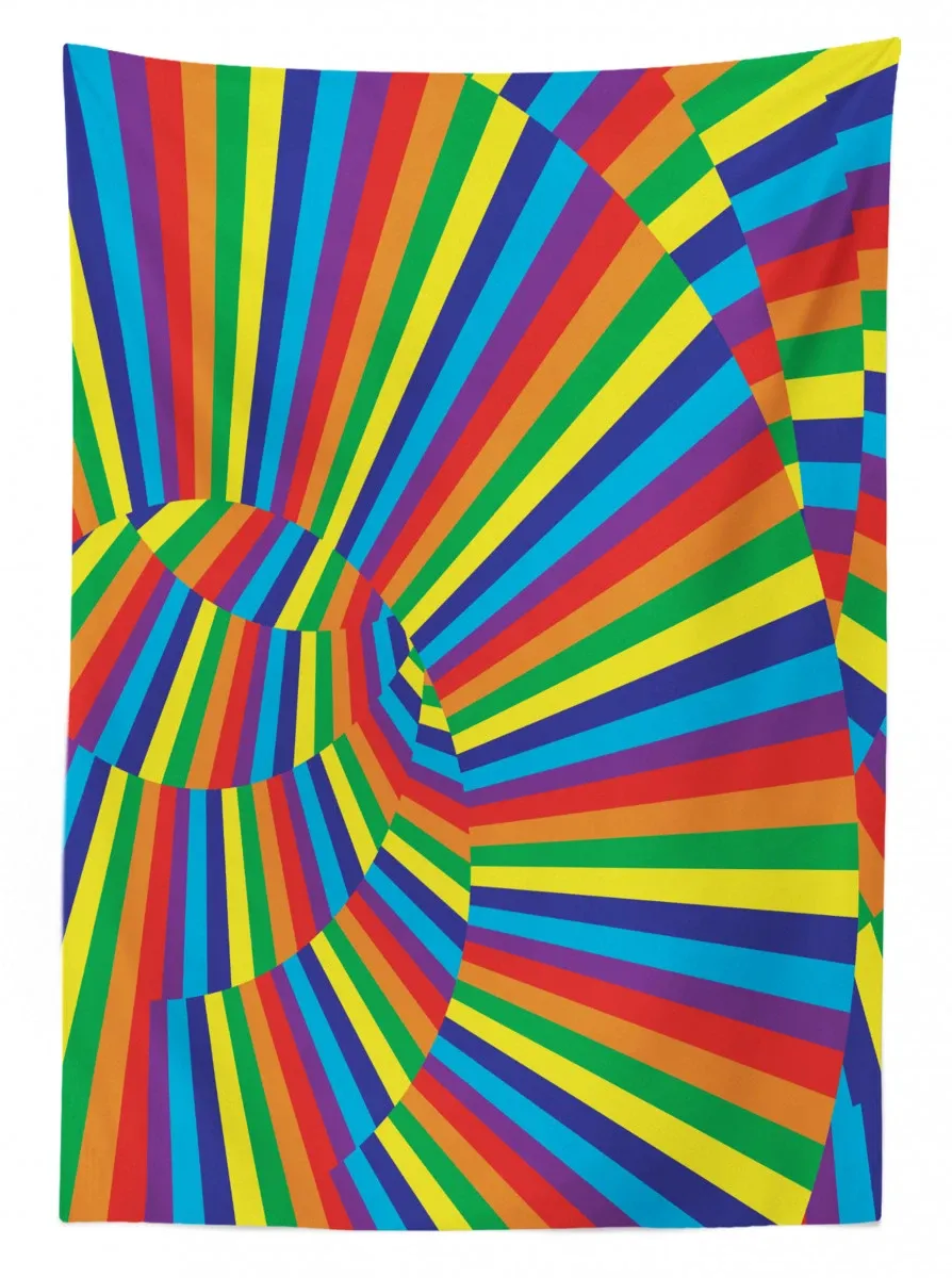 rainbow colored circles 3d printed tablecloth table decor 7686