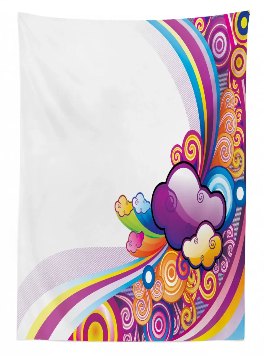 rainbow colored clouds 3d printed tablecloth table decor 2533