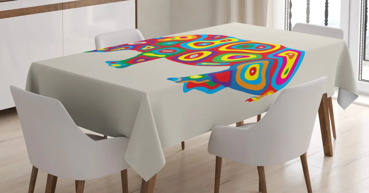 rainbow colored motifs animal 3d printed tablecloth table decor 5450