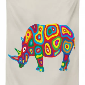 rainbow colored motifs animal 3d printed tablecloth table decor 7252