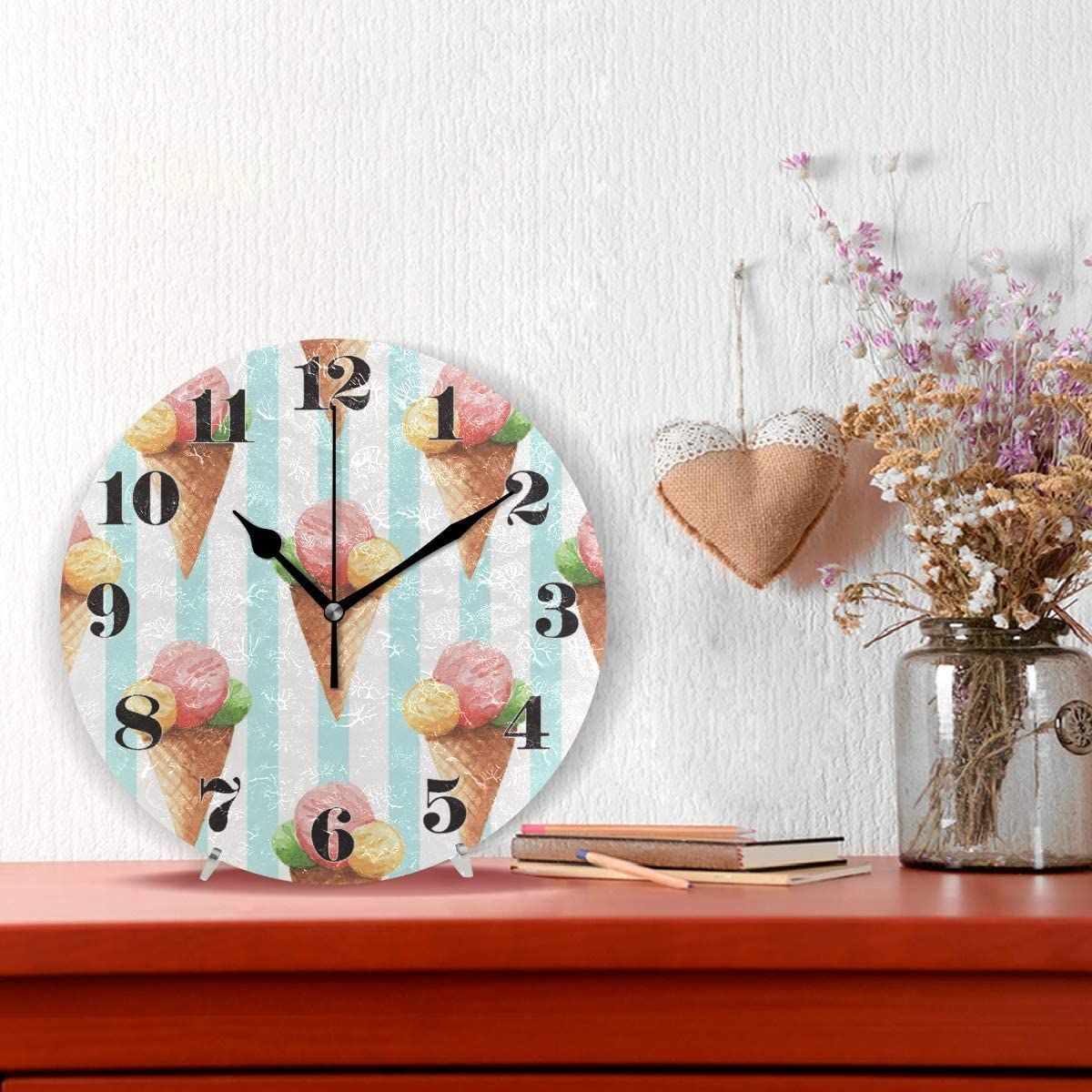 rainbow cone ice cream decorative wall clock 1798