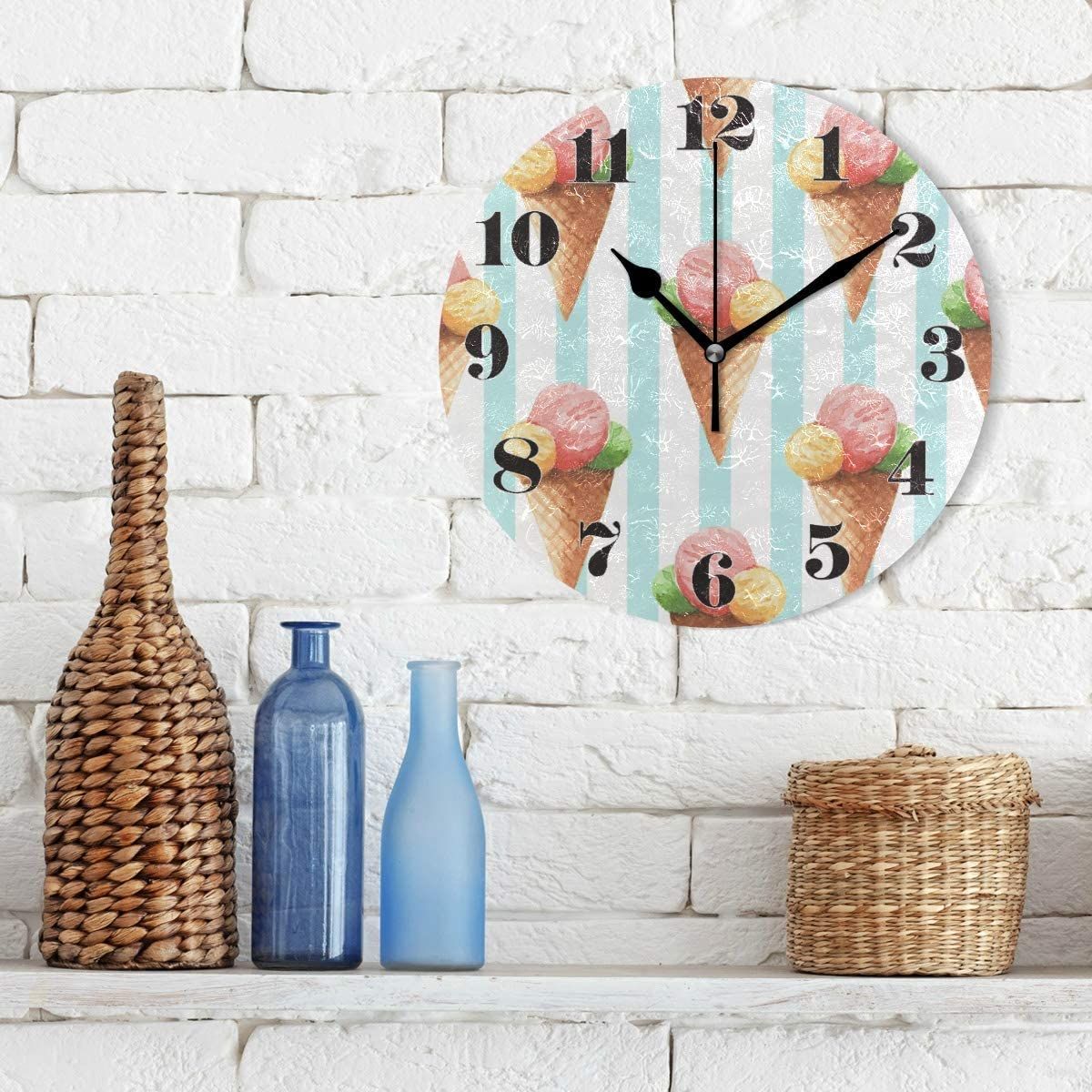 rainbow cone ice cream decorative wall clock 7753