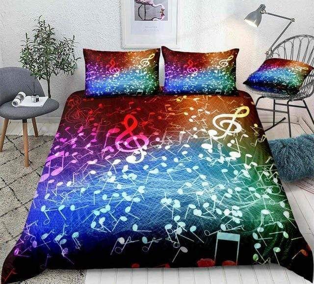 Rainbow Music Notes Duvet Cover Bedding Set rainbow music notes duvet cover bedding set 5254