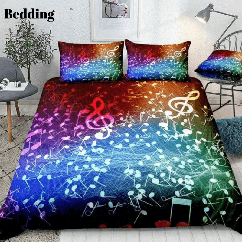 Rainbow Music Notes Duvet Cover Bedding Set rainbow music notes duvet cover bedding set 5704