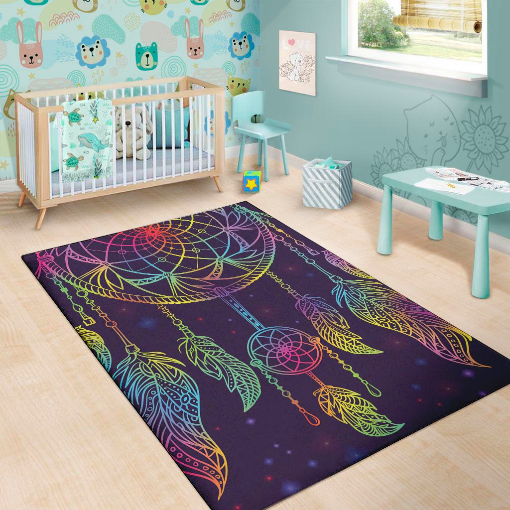 Rainbow Native Dream Catcher Print Area Rug Floor Decor rainbow native dream catcher print area rug floor decor 1638