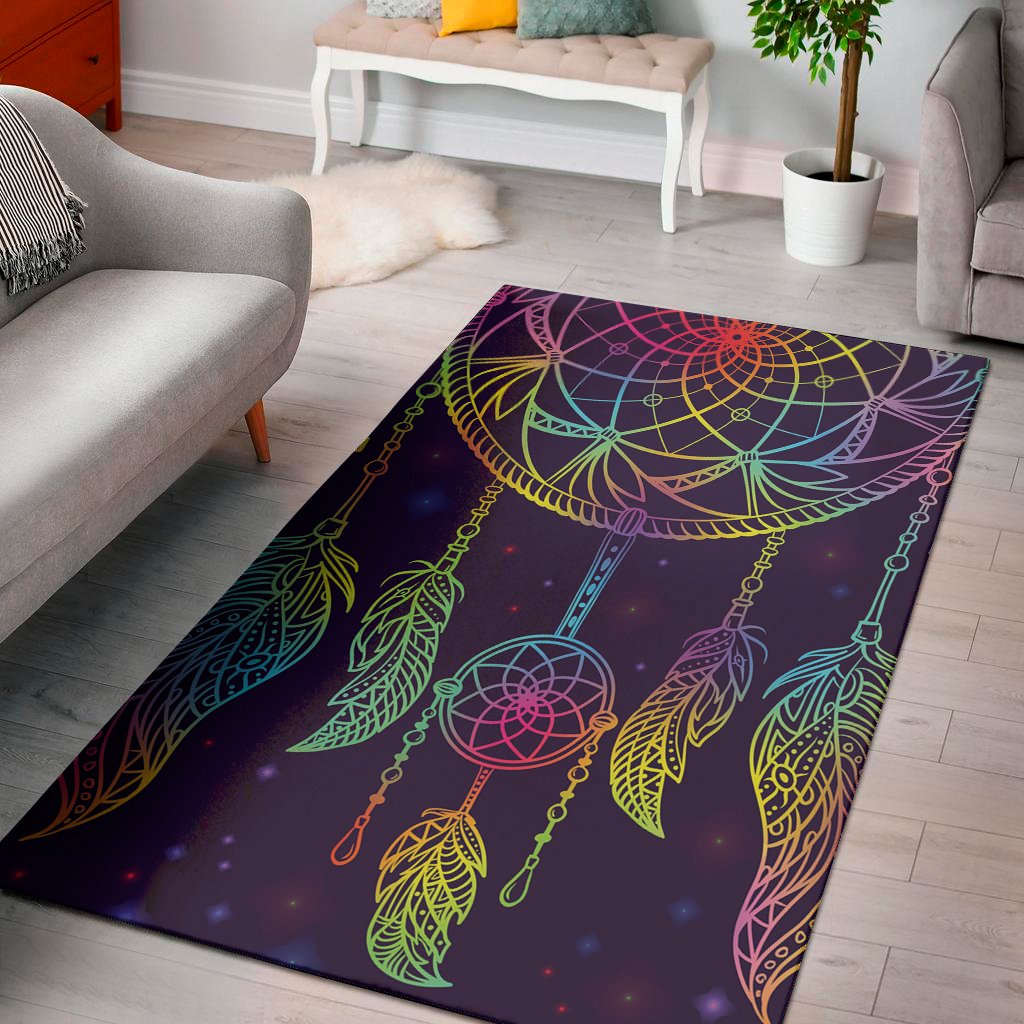 Rainbow Native Dream Catcher Print Area Rug Floor Decor rainbow native dream catcher print area rug floor decor 3279
