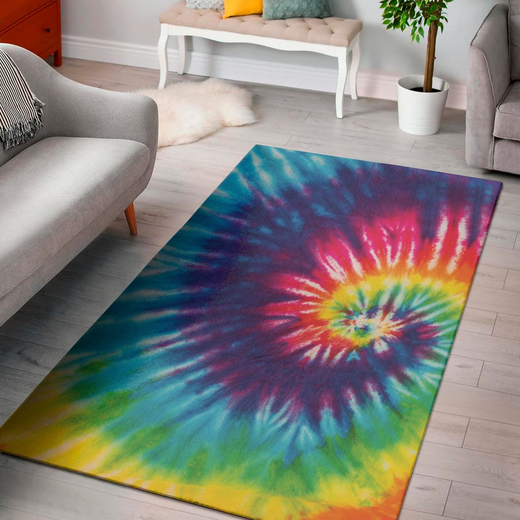 rainbow tie dye print area rug floor decor 4070