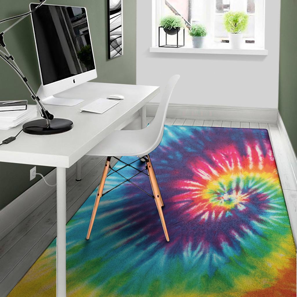 rainbow tie dye print area rug floor decor 5776